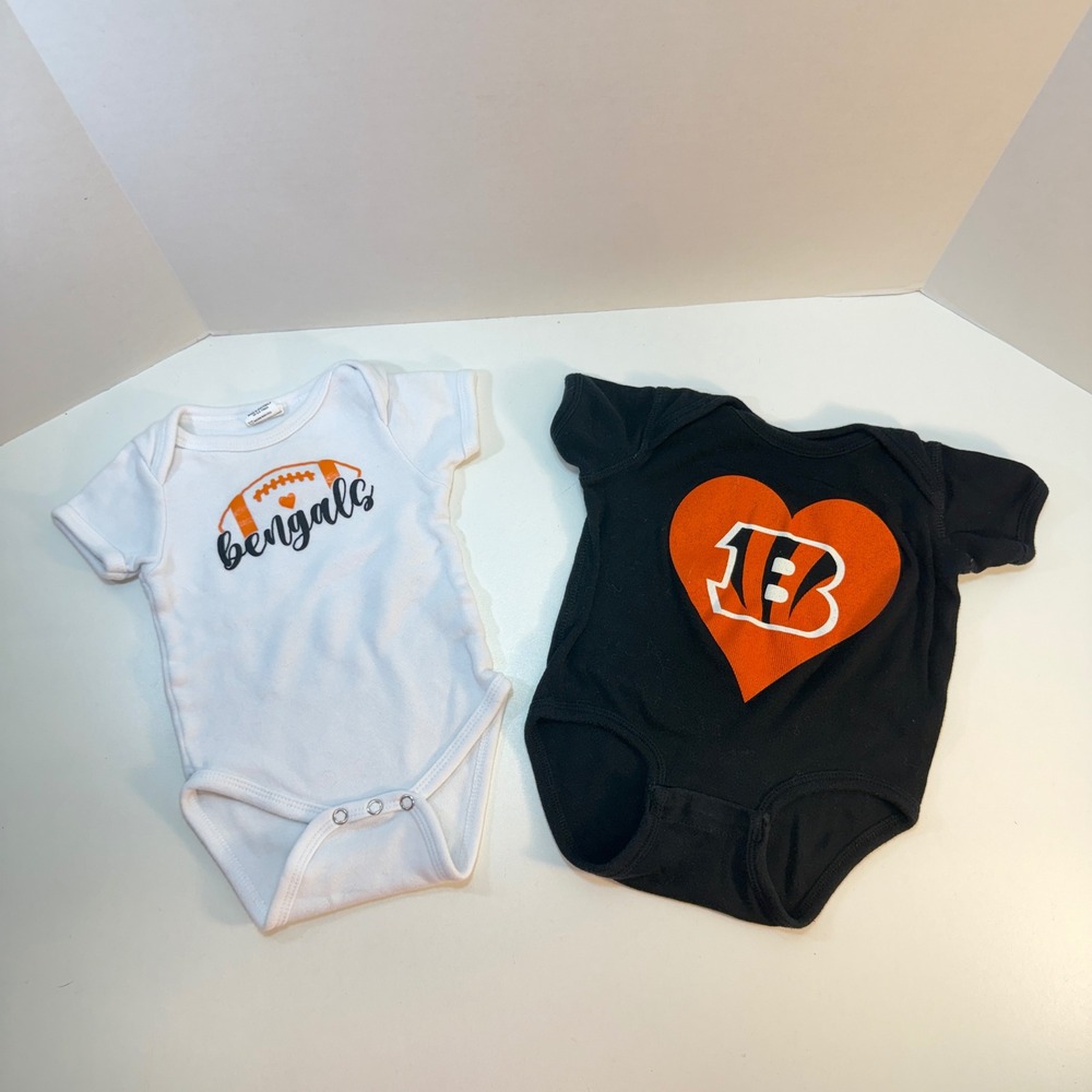 Cincinnati Bengals Bodysuit Kids 3-6M White Black Football One Piece Game Day